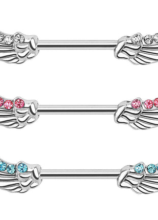 Breast piercing intimate piercing nipple barbell angel wings crystal 