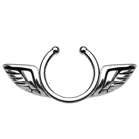 Brustpiercing Klemmring Schild Tribal Nippelring Engelsflügel