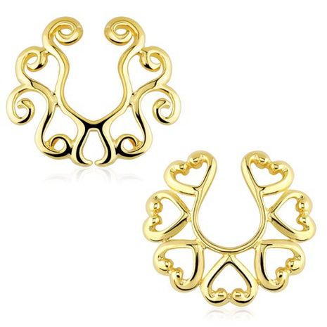 Nipple Piercing Intimate Piercing Clamp Ring Shield Tribal Gold Plated 