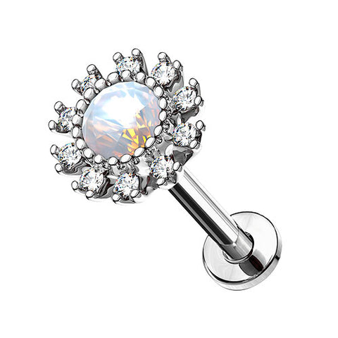 Ohr Tragus Knorpel Labret Piercing Stecker filigrane Blume mit Opal