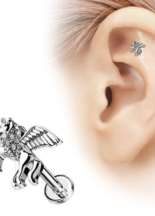 Ohr Tragus Knorpel Helix Piercing Stecker Kristall Pegasos