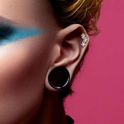 Ohr Helix Tragus Labret Piercing Stecker flach Kristall Sterne Innengewinde