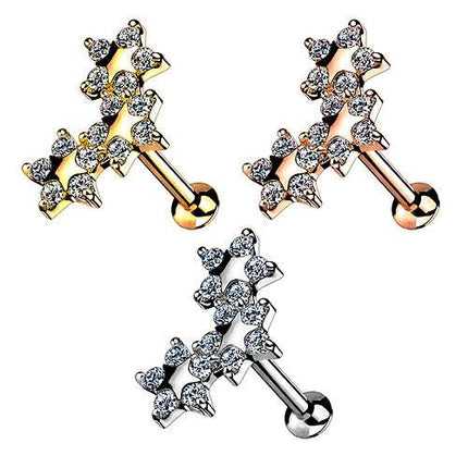 Ohr Helix Tragus Labret Piercing Stecker flach Kristall Sterne Innengewinde