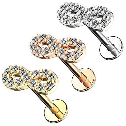 Ohr Tragus Knorpel Labret Piercing Stecker Kristall Unendlich Zeichen