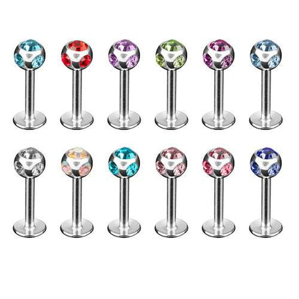 Lippenpiercing Labret Stecker Multi Kristall