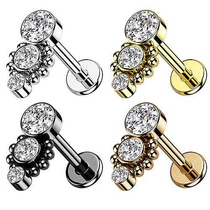 Helix Knorpel Ohr Piercing Labret Monroe Stecker 3 Zirkonia Innengewinde