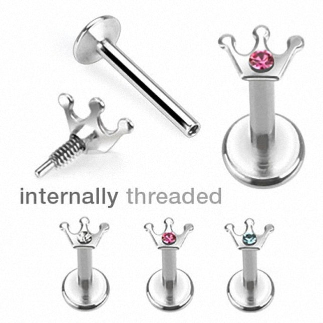 Lippenpiercing Stecker Kristall Krone