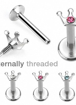 lip piercing stud crystal crown 