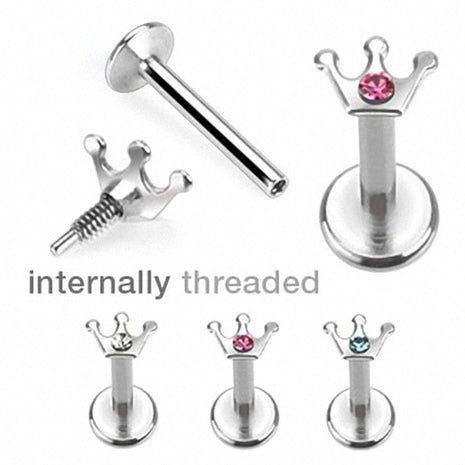 lip piercing stud crystal crown 