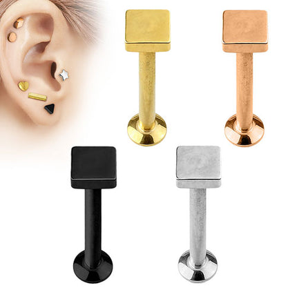 Lippenpiercing Universal Ohr Stecker 3D Viereck Quadrat