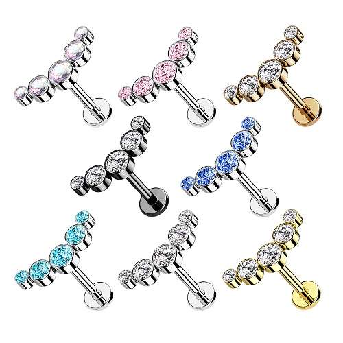 Helix Knorpel Ohr Piercing Bogen Stecker flach 5 Kristalle Innengewinde