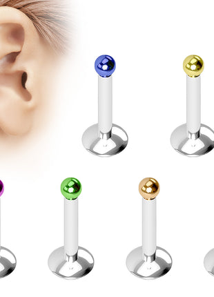 Micro Lippenpiercing Stecker mit Kugel Ohr Piercing Innengewinde