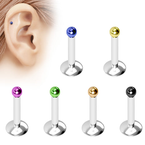 Micro Lippenpiercing Stecker mit Kugel Ohr Piercing Innengewinde