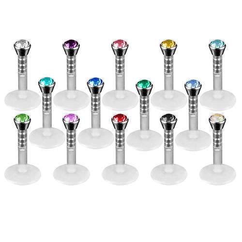 Lippenpiercing Labret Stecker Bioflex mit Kristall