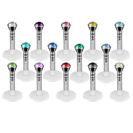 Lippenpiercing Labret Stecker Bioflex mit Kristall