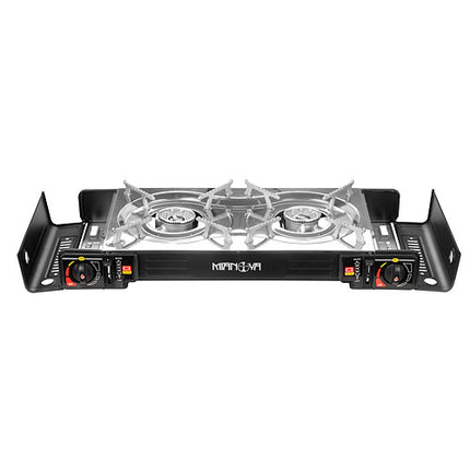 Doppel Gaskocher 2 flammig 2in1 LPG Anschluss Camping Kocher Grillplatte 4,4 KW