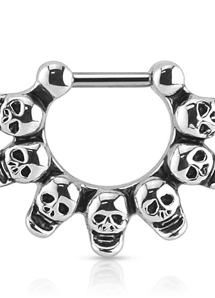 Nose Piercing Ring Septum Clicker Bar Shield Skulls 