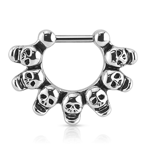 Nose Piercing Ring Septum Clicker Bar Shield Skulls 