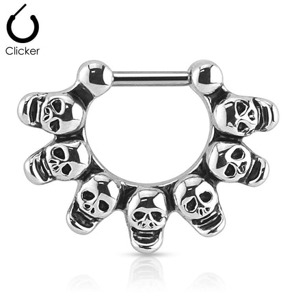 Nasenpiercing Ring Septum Clicker Bar Schild Totenköpfe