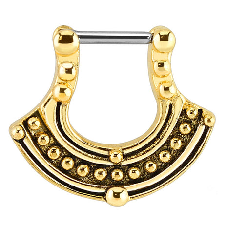 Piercing Septum Clicker Ring Nose Piercing Gold Plated Aztec Style 