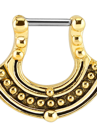 Piercing Septum Clicker Ring Nose Piercing Gold Plated Aztec Style 