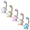 Bauchnabelpiercing Gold mit Kristall Stern

