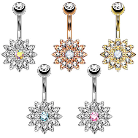 Bauchnabelpiercing mit Kristallen besetzte Blume