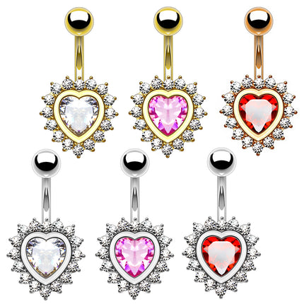 Bauchnabelpiercing Schmuck Stecker Herz Multi Kristall Spitzen
