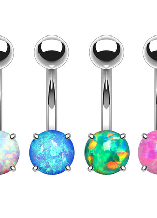 Belly button piercing stud with set opal 