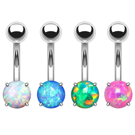 Belly button piercing stud with set opal 