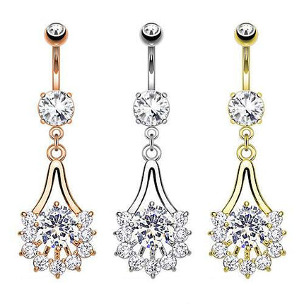 Bauchnabelpiercing Stecker Tropfen Fächer Multi Kristalle Anhänger