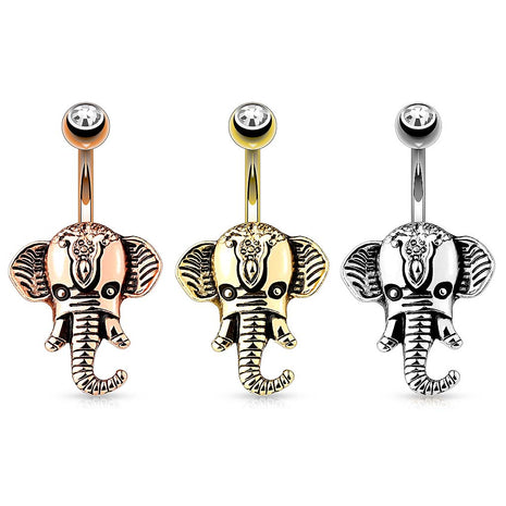 Bauchnabelpiercing Stecker Indischer Elefant Vintage mit Kristall