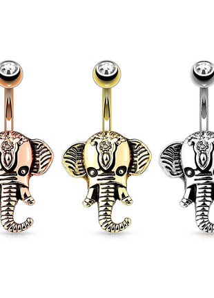 Belly Button Piercing Indian Elephant Vintage with Crystal 