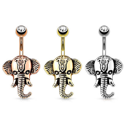 Bauchnabelpiercing Stecker Indischer Elefant Vintage mit Kristall