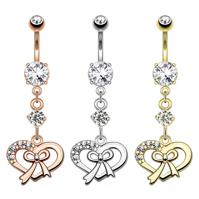 Bauchnabelpiercing Banane Stecker Herzschleife Kristall Anhänger