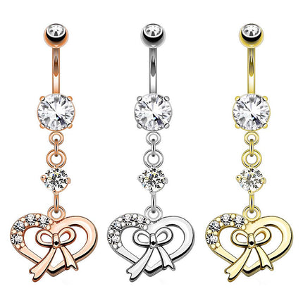Bauchnabelpiercing Banane Stecker Herzschleife Kristall Anhänger