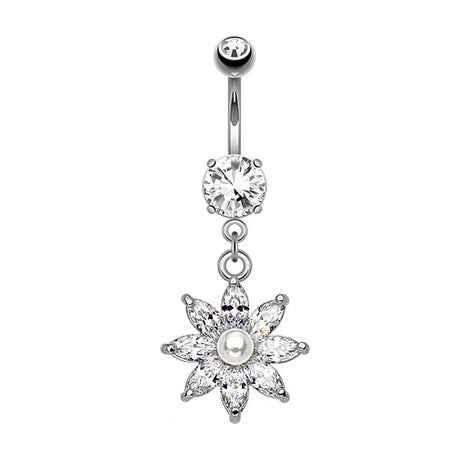 Bauchnabelpiercing Blume- Silber