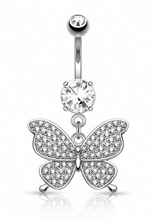 Bauchnabelpiercing CZ Multi Kristall Schmuck Schmetterling Anhänger