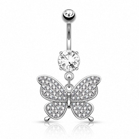 Bauchnabelpiercing CZ Multi Kristall Schmuck Schmetterling Anhänger