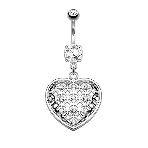 Bauchnabelpiercing Schmuck Stecker Kristall Herz Netz Anhänger