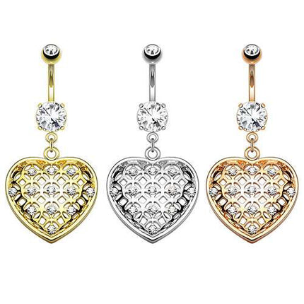 Bauchnabelpiercing Schmuck Stecker Kristall Herz Netz Anhänger