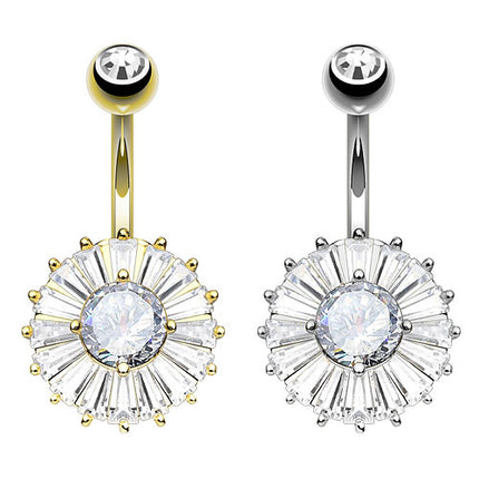 Bauchnabelpiercing Stecker Princess Cut Kristall Blume