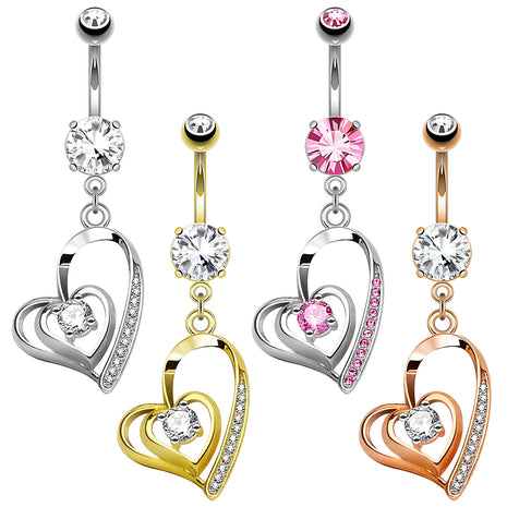 Belly Button Piercing Jewelry Plug Tribal Crystal Heart Pendant 