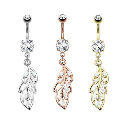 Bauchnabelpiercing Zikonia Blatt Anhänger Nabelpiercing Prinzessschliff