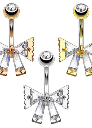 Bauchnabelpiercing Schmuck Stecker Princess Cut Kristall Schleife