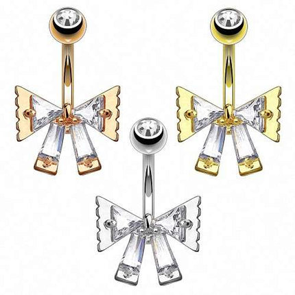 Bauchnabelpiercing Schmuck Stecker Princess Cut Kristall Schleife