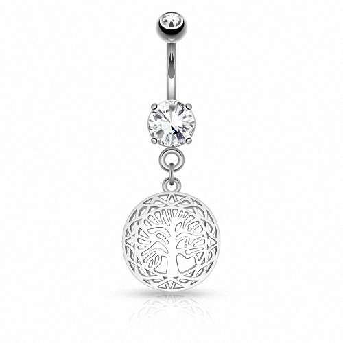 Bauchnabelpiercing Vintage Lebensbaum Kristall Anhänger