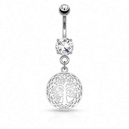Bauchnabelpiercing Vintage Lebensbaum Kristall Anhänger