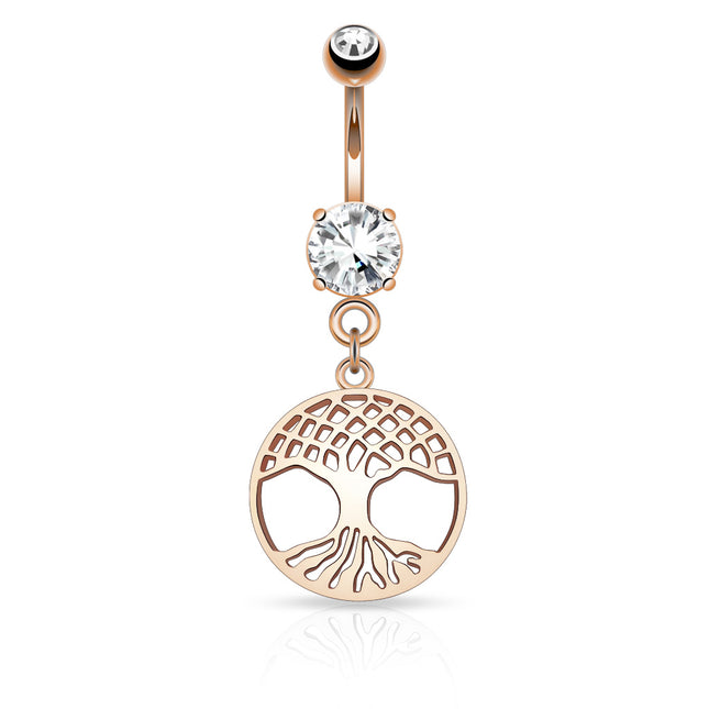 Wunderschönes Bauchnabelpiercing Lebensbaum Rosegold