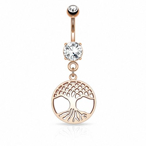 Wunderschönes Bauchnabelpiercing Lebensbaum Rosegold